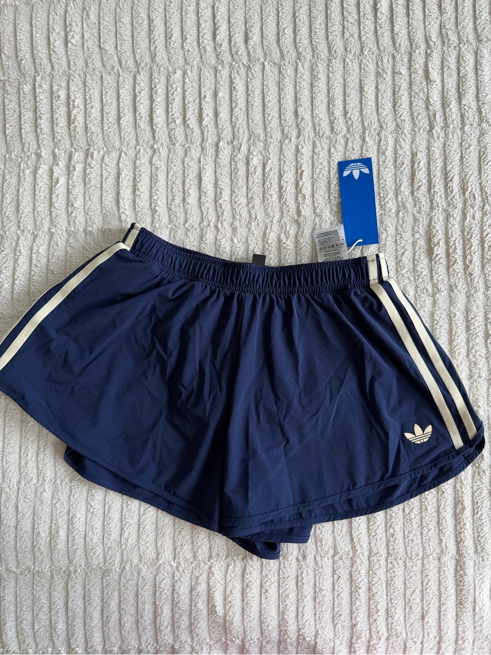 adidas Navy Athletic Shorts with White 3-Stripes - Picture 4 of 7